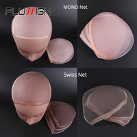 Plussign 5-10Pcs/Lot Lace Net Basement Foundation For Making Lace Top Closure Wigs Brown/Beige Weaving Net Dome Cap Medium Size