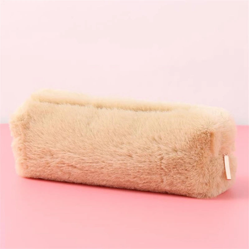 Solid Color Plush Pencil Case School Pencil Cases Bag Stationery Pencilcase Kawaii Pencil Case for Girls School Supplies Tools