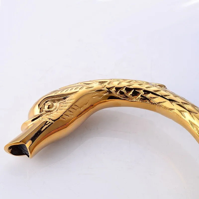 Polished Gold Bathroom Swan Tap Brass Golden Basin Mixer Faucet