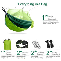 Swallowtail Camping Hammock with Mosquito Net & Rainfly