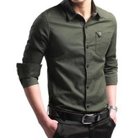 Men’s Casual Cotton Shirt Army Green
