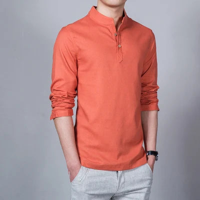 Men’s Mandarin Collar Long Sleeve T-Shirt