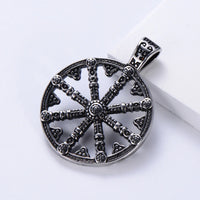 Retro Viking Compass Vegvisir Pendant Stainless Steel Hand Hammered Norse Jewelry Necklace Gifts for Men