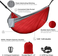 Oversized Double Camping Hammock,Portable Tree Straps Hammock ,210T Nylon Travel Hammock, Lightweight Parachute Hammocks