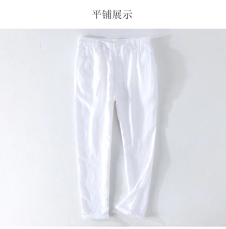 Men’s Linen Dress Pants Casual Loose Summer Trousers