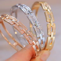 Rose Gold Women’s Bangle Bracelet – Elegant Crystal Cuff