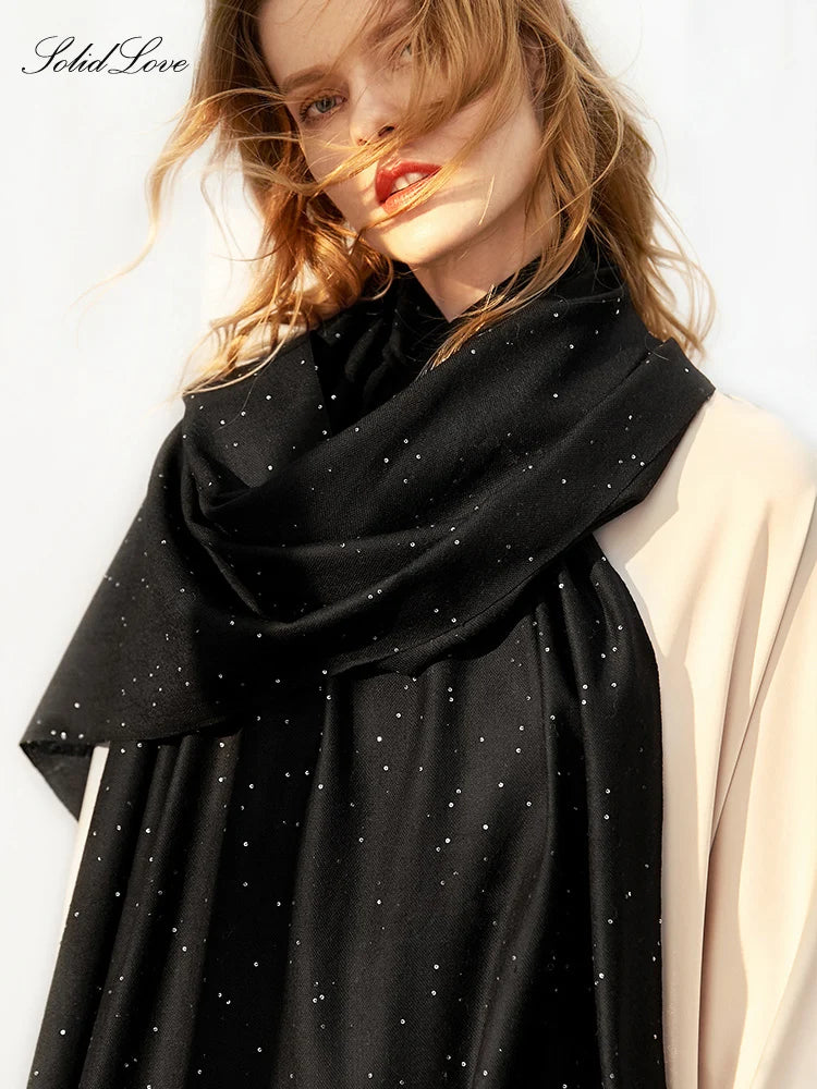 Women’s Designer Wool Scarf – Embroidered Pashmina Shawl