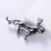 Vintage Hip Hop Tiger Pendant Necklace Stainless Steel Men's Necklace Exaggerated Necklace for Men Gifts for Men