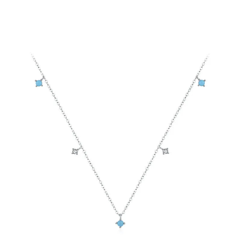 Gold & Silver Turquoise Pendant Necklace – 925 Sterling