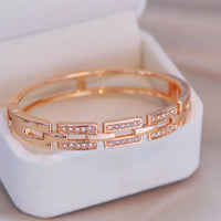 Rose Gold Women’s Bangle Bracelet – Elegant Crystal Cuff