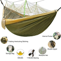Swallowtail Camping Hammock with Mosquito Net & Rainfly