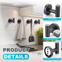 Towel Hooks Bathroom Coat Robe Hook Stainless Steel Heavy Duty Door Robe Hanger Towel Robe Clothes For Cabinet Wall Hook