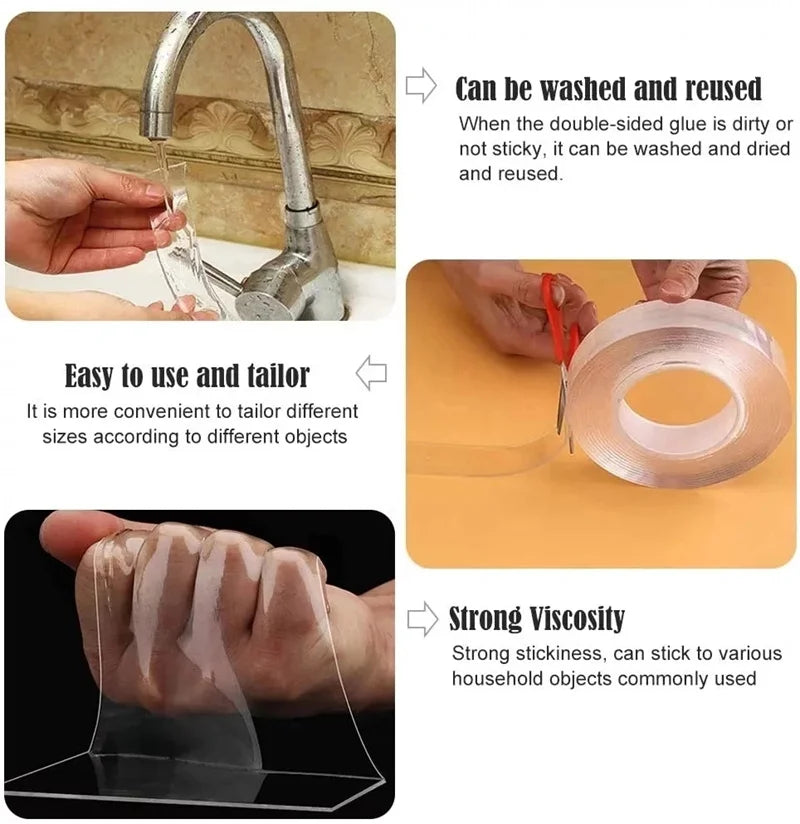 Traceless Nano Double-Sided Tape – Strong Adhesive Home Use