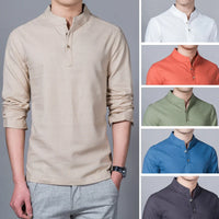 Men’s Mandarin Collar Long Sleeve T-Shirt