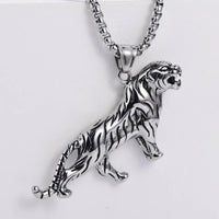Vintage Hip Hop Tiger Pendant Necklace Stainless Steel Men's Necklace Exaggerated Necklace for Men Gifts for Men