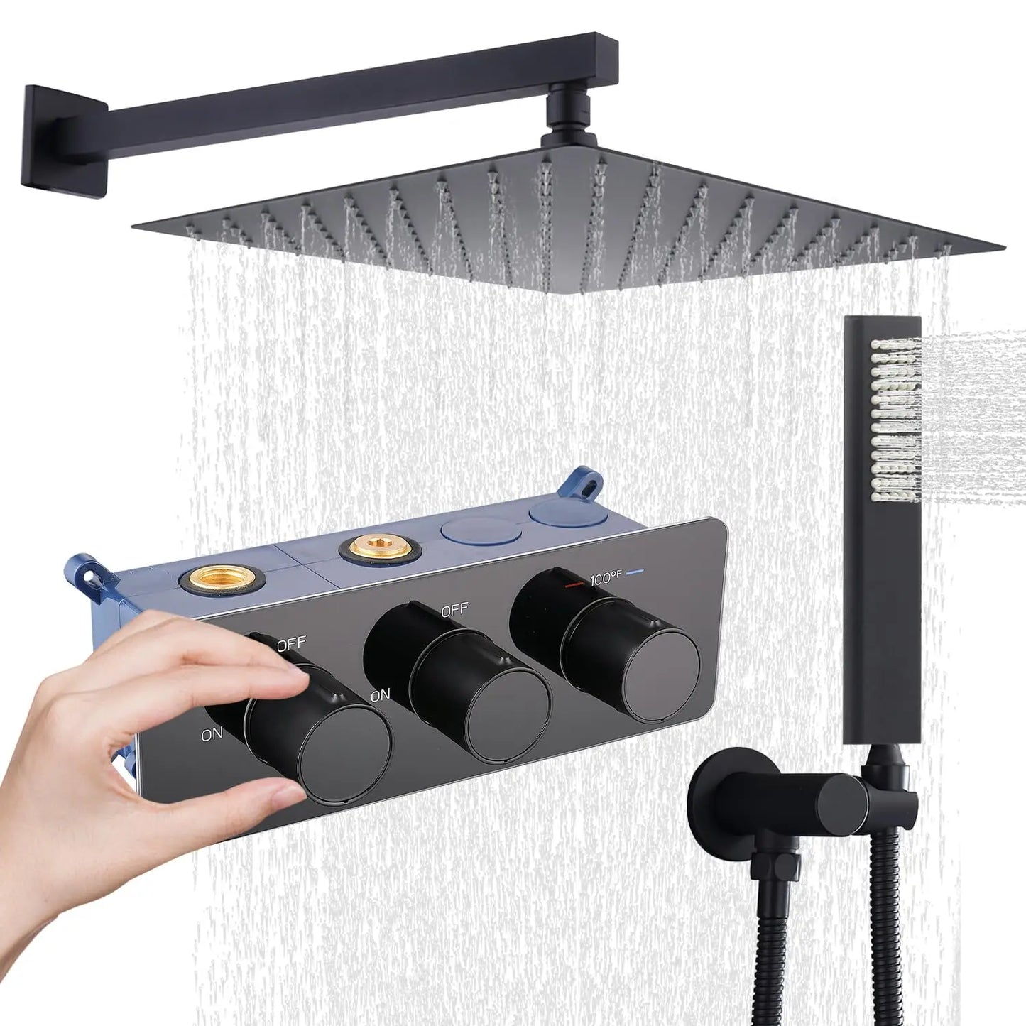 Luxury Brass Rain Shower System – Thermostatic Mixer Set