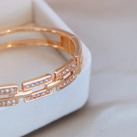 Rose Gold Women’s Bangle Bracelet – Elegant Crystal Cuff
