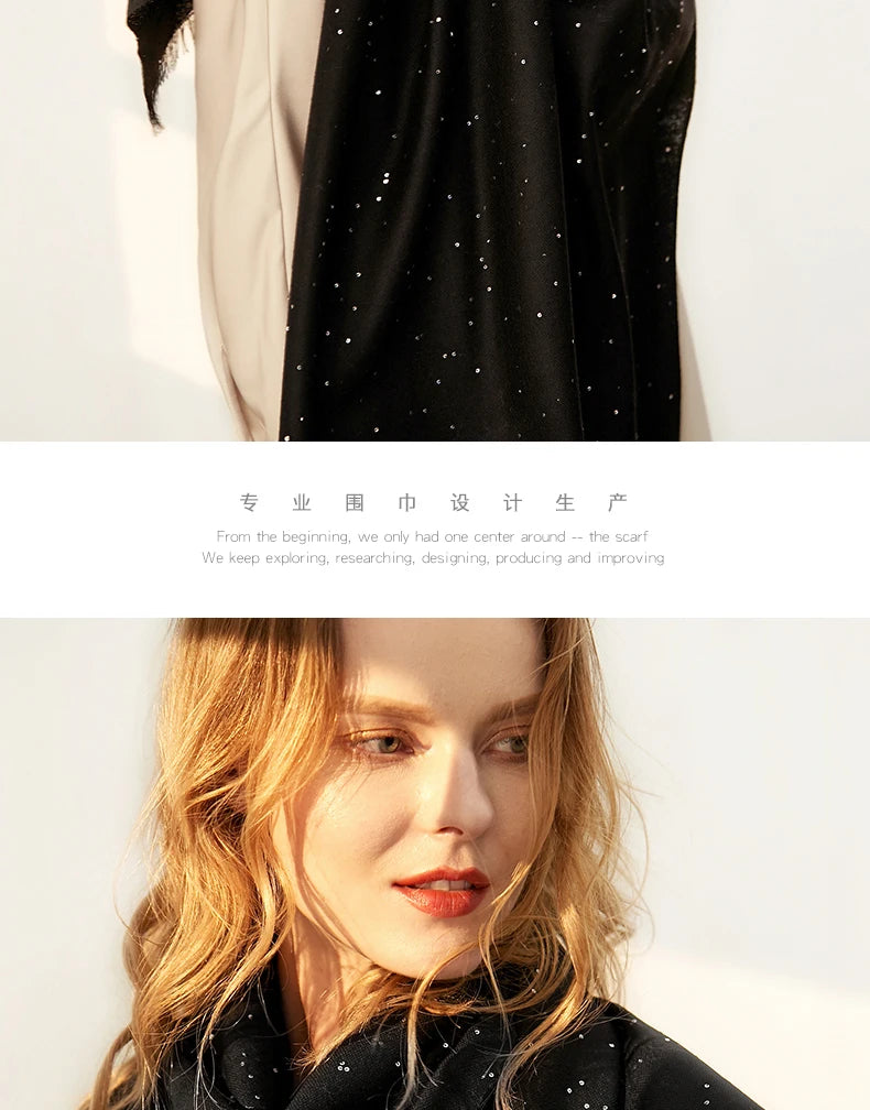 Women’s Designer Wool Scarf – Embroidered Pashmina Shawl