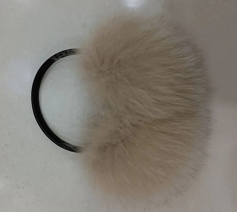 Oversized Real Raccoon Fur Winter Earmuffs for Women