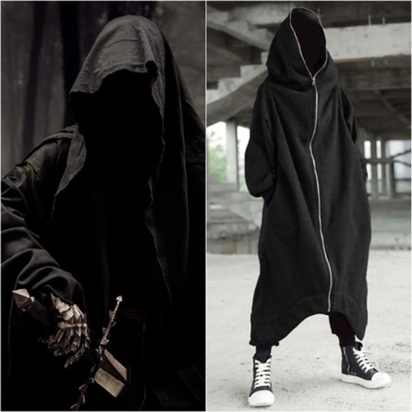 Unisex Long Sleeve Nazgul Hoodie Coat with Zipper