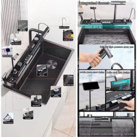 Black Smart Kitchen Faucet with Temp Display & Sprayer