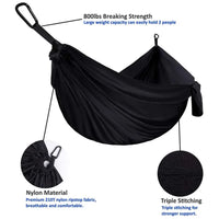Oversized Double Camping Hammock,Portable Tree Straps Hammock ,210T Nylon Travel Hammock, Lightweight Parachute Hammocks