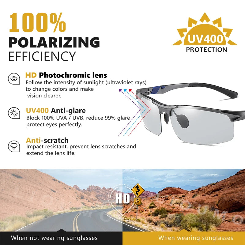 Men’s Photochromic Polarized Driving Sunglasses
