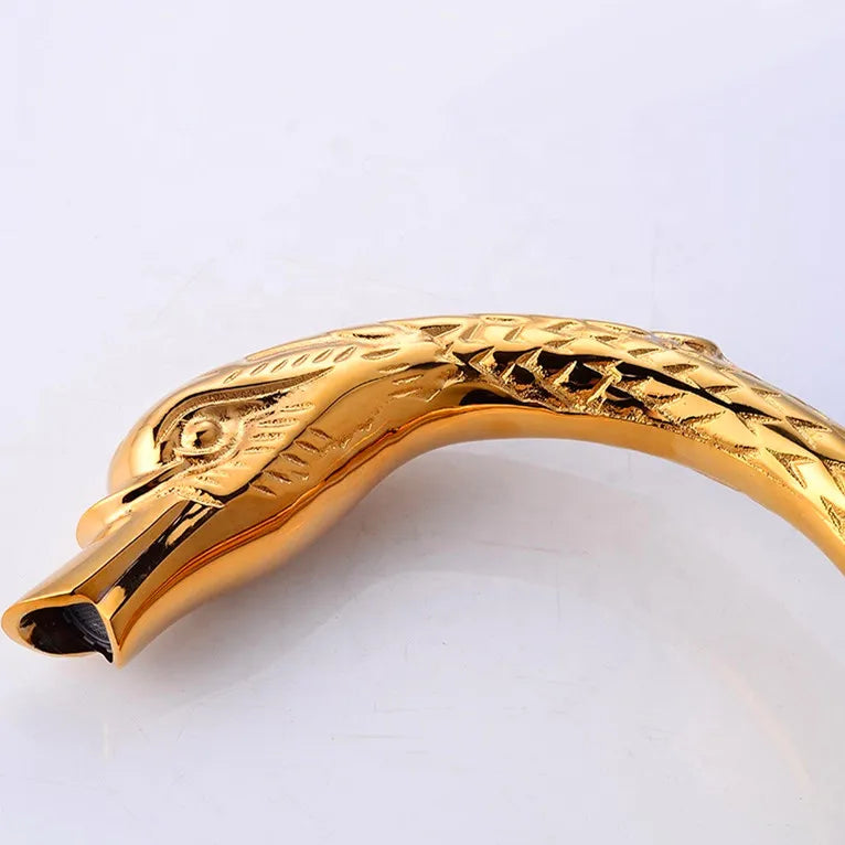 Polished Gold Bathroom Swan Tap Brass Golden Basin Mixer Faucet