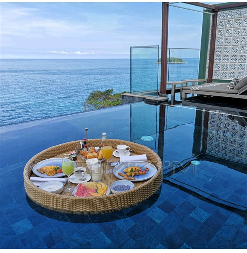 Bali Rattan Floating Tray for Pool & Outdoor Dining