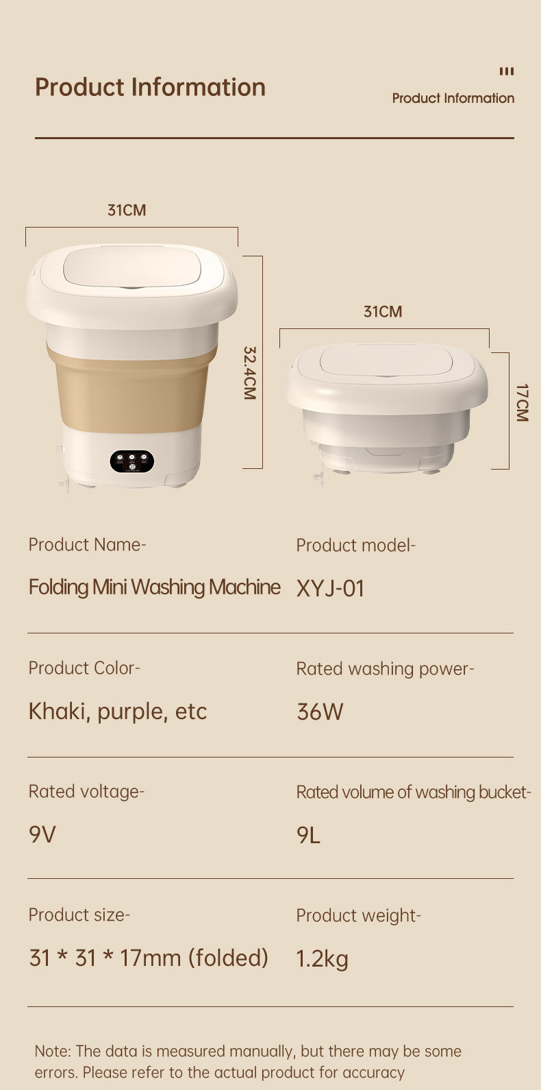 Folding Portable Washing Machine with Spin Dryer