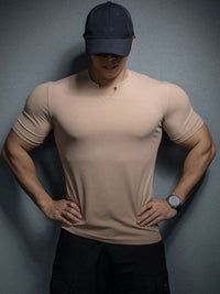 Men’s V-Neck Slim Fit T-Shirt – Summer Striped Gym Tee