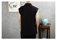 Traditional Chinese Clothing  Hanfu Men Linen cotton sleeveless Jacket mens tang suit Kimono Cardigan Male Open Stitch Coat