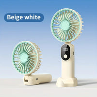 Handheld Mini Fan – Foldable 6-Speed USB Rechargeable Fan with Phone Stand & Display
