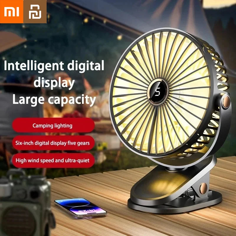 Xiaomi Youpin Clip-on Fan 5 Speed Quiet Rechargeable Desktop Portable Air Circulator Wireless Fan With LED Light Camping Home