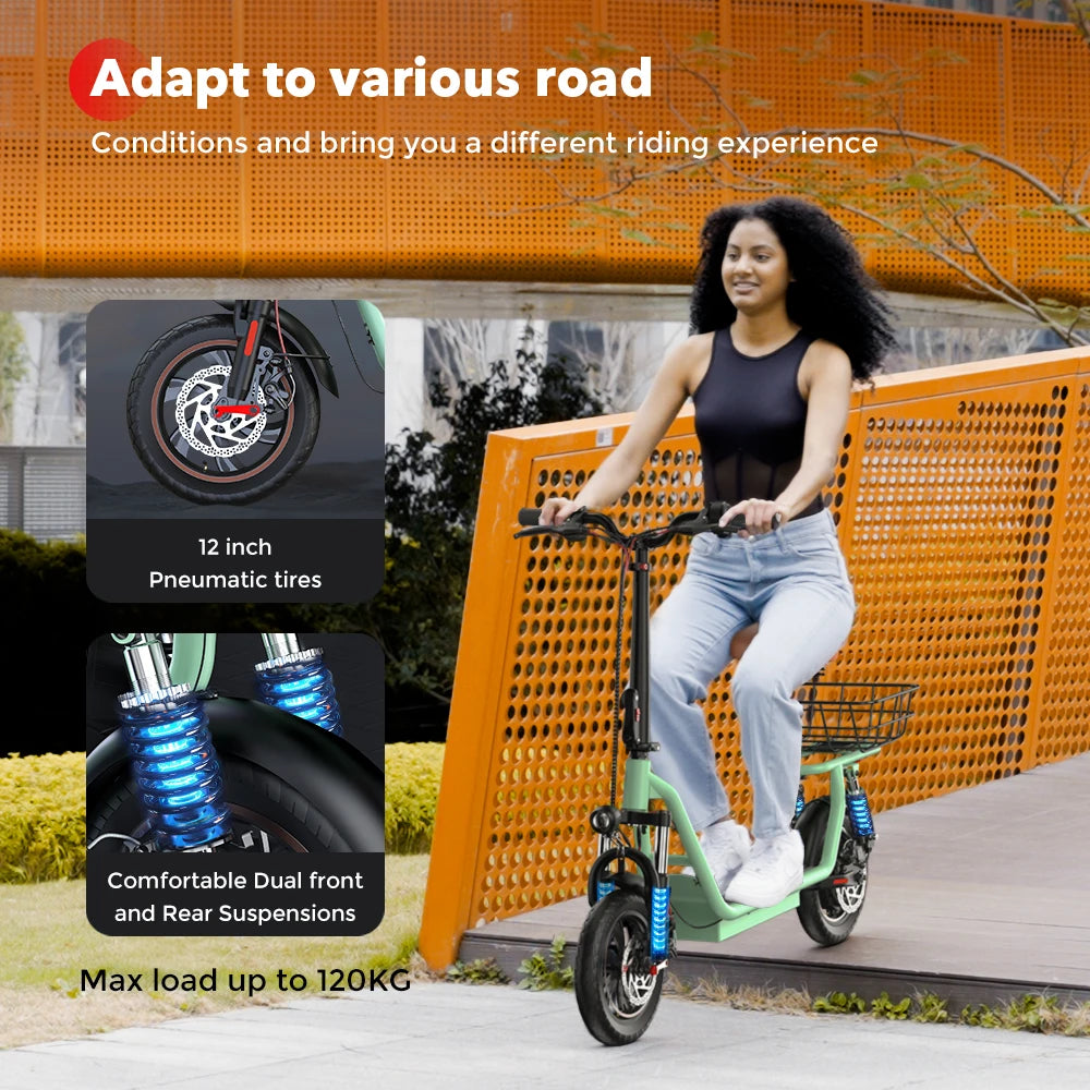 i12 Electric Scooter Foldable with Seat & Basket