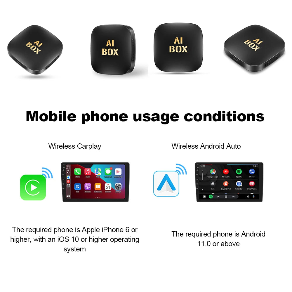 Smart Ai Box Android Wireless CarPlay Android Auto Adapter Android 13 CarPlay For Netflix For YouTube car intelligent systems