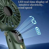 Portable Mini Handheld Neck Hanging Fan USB Rechargeable Battery Foldable Phone Holder with Aromatherapy  for Car  Home  Office