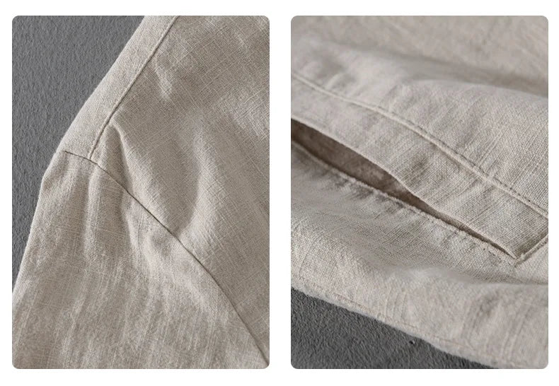 Men’s Cotton Linen Jacket – Casual Travel Stand Collar