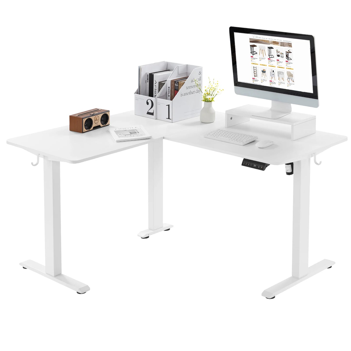 Electric L-Shaped Sit Stand Desk – 140x120cm Adjustable