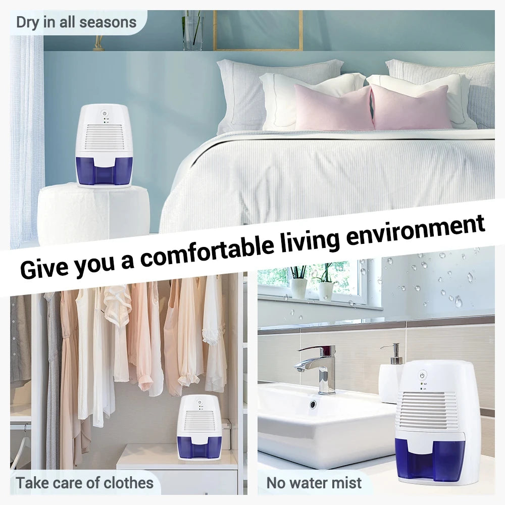 Portable Dehumidifier Air Purifier USB Mute Moisture Absorbers Air Dryer Room Office Kitchen Large Capacity Deodorizer Dryer