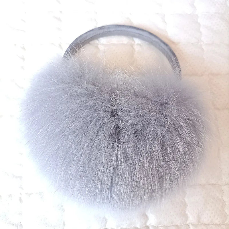 Oversized Real Raccoon Fur Winter Earmuffs for Women