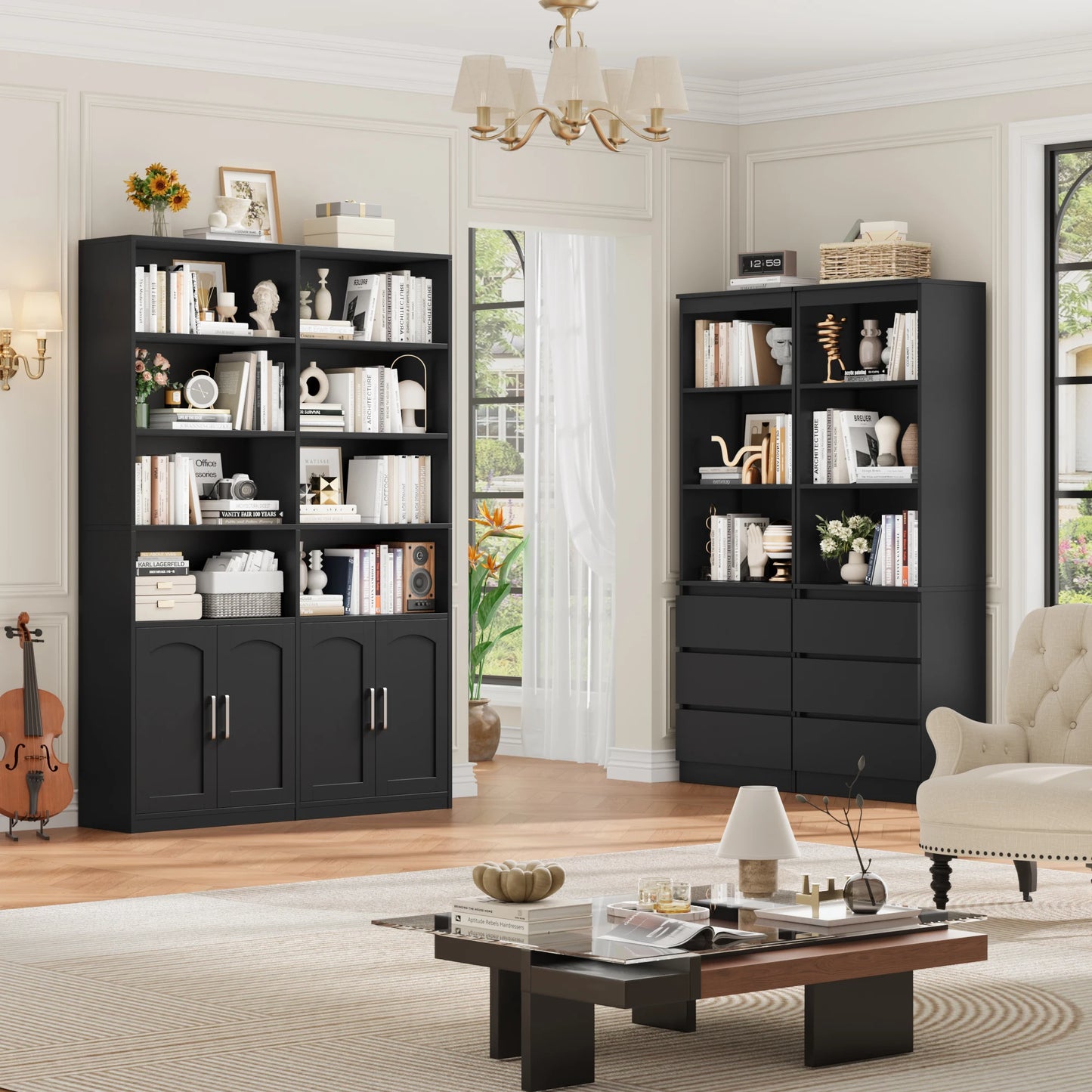 Getone Bookshelf Wardrobe with 12 Compartments & Doors