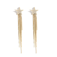 AENSOA Gold Star Tassel Drop Earrings for Women