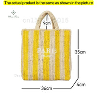 Women's Summer Beach Straw Style Tote Bag Handwoven Large Capacity Luxury Designer Travel Handbags Casual Portable Shoulder Bags