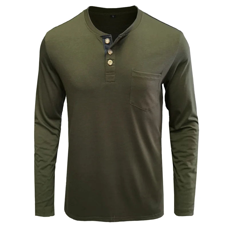 Men’s Casual Long Sleeve Elastic T-Shirt