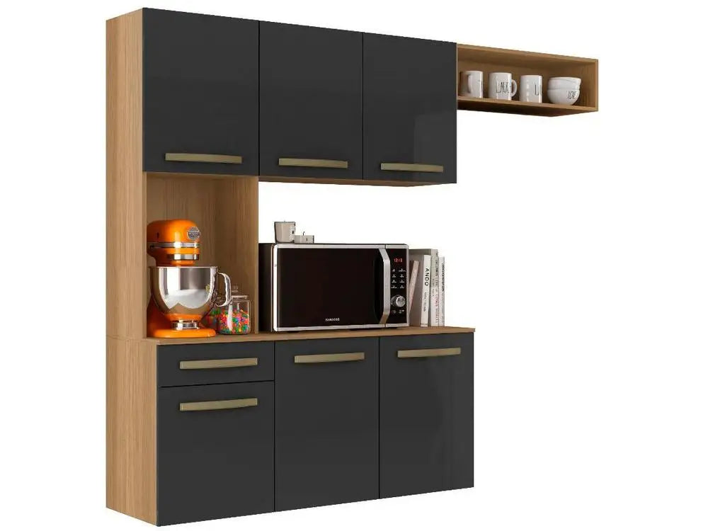 Compact Kitchen Cabinet with Counter – 6 Doors + 1 Drawer