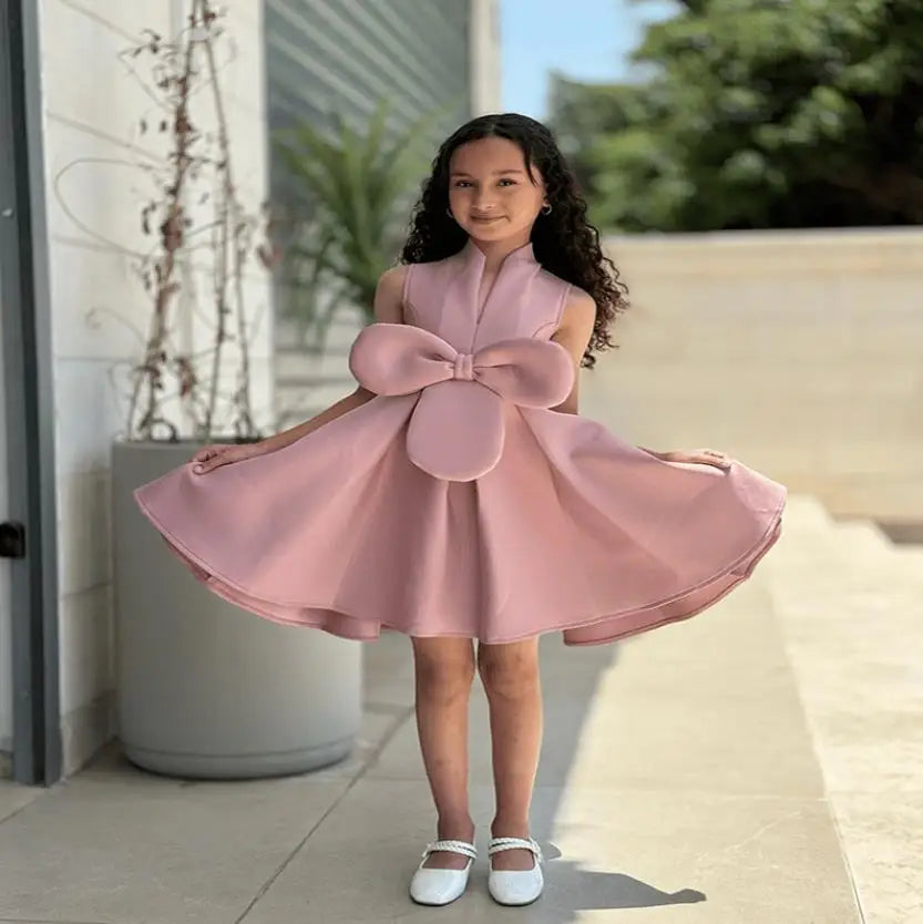 Summer Sleeveless Ball Gown Children Host Piano Performance Birthday Party Flower Girl Dresses A4080 Para Niñas Ropa Para Niña