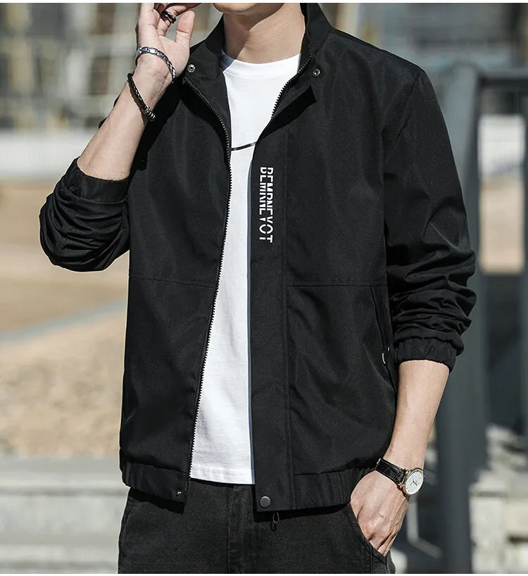 Men’s Autumn Stand Collar Jacket – Korean Style