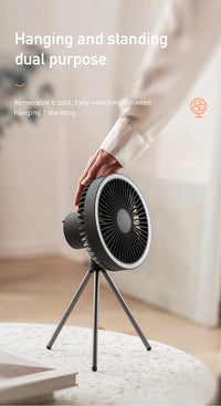 Rechargeable Camping Fan with LED Light – Portable 10000mAh