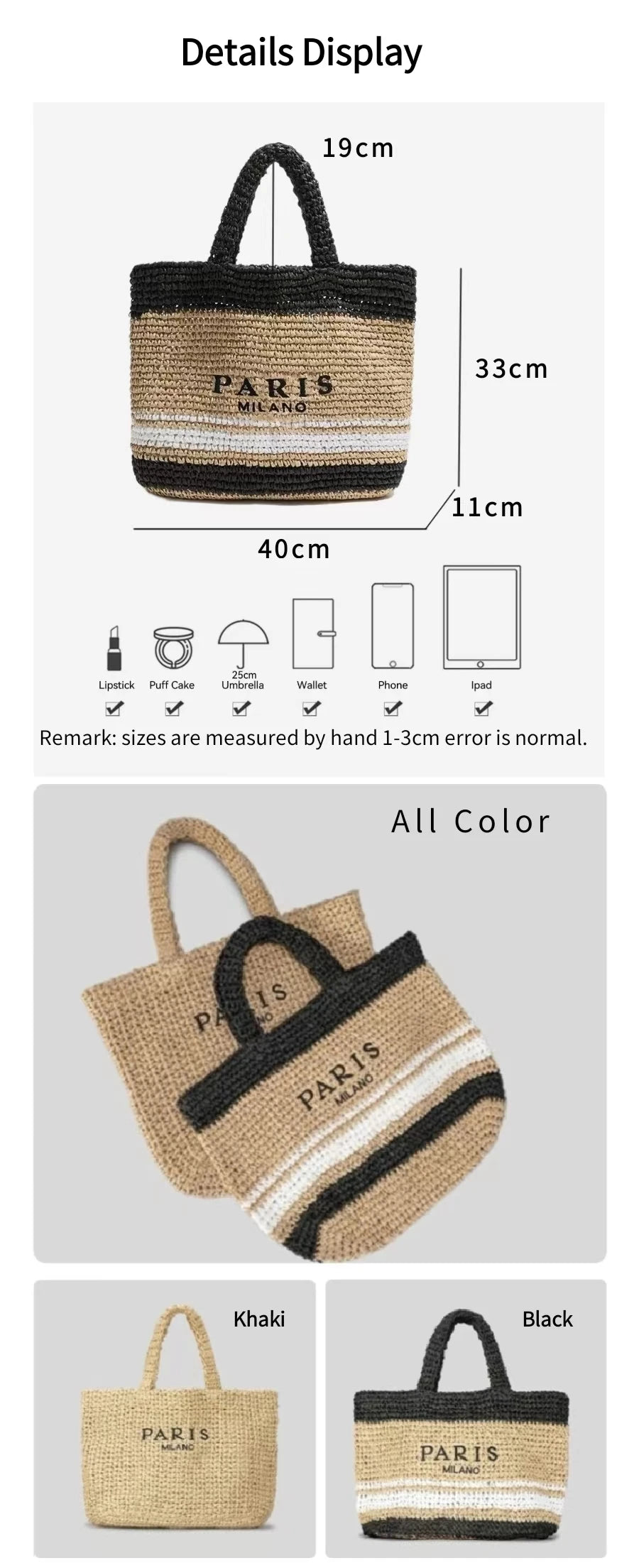 Women's Summer Beach Straw Style Tote Bag Handwoven Large Capacity Luxury Designer Travel Handbags Casual Portable Shoulder Bags